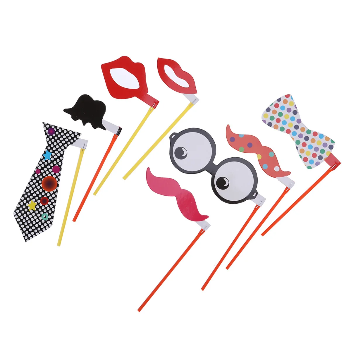 

8Pcs Photo Props Party Funny Photo Booth Signs Beards Lips Eyeglasses Bowknot Bow Tie for Weddings Birthdays Holidays Festivals