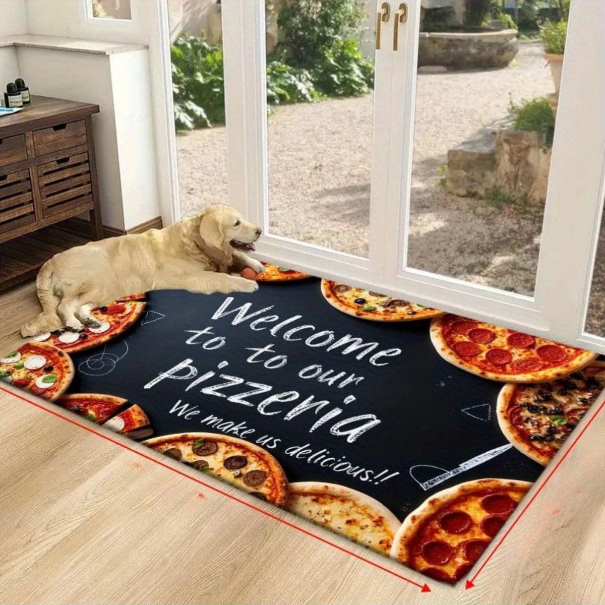 Funny Pizza Pattern Floor Mat Non Slip Kitchen Rug Absorption Bath Mats Area Carpet Novelty Gift for Pizzeria Housewarming