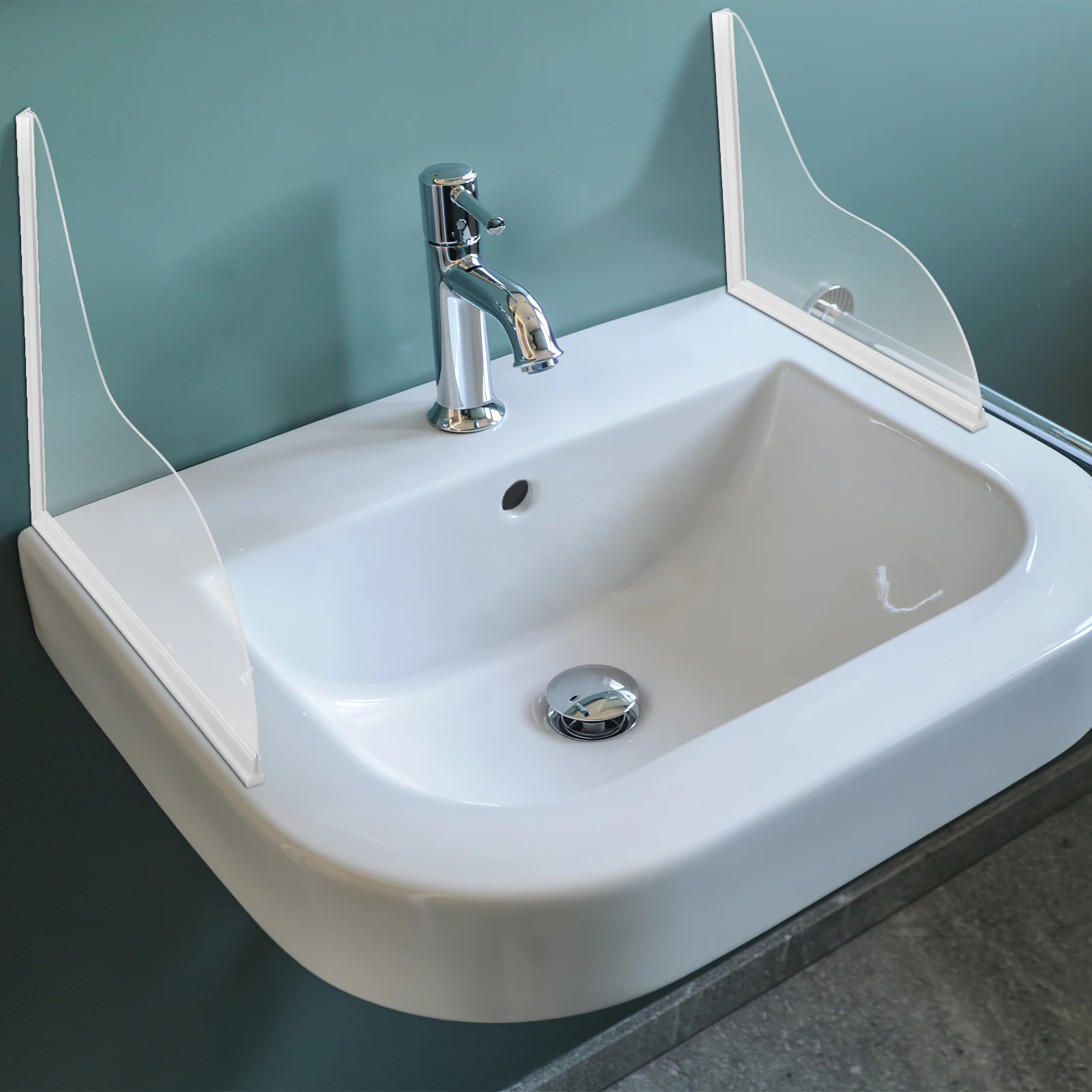 

2 Pcs Bathtub Splash Guard Transparent Acrylic Washbasin Cover Bathroom Sink Protector Tub Corner Shield Drain