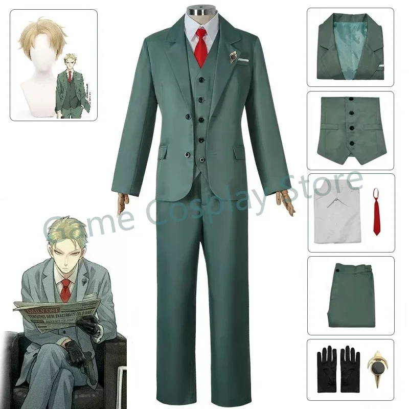 HN8 Loid Forger Disfraz de cosplay para hombre, traje de anime, peluca rubia, traje crepuscular, sombrero, ropa de fiesta de Halloween 8...Gf