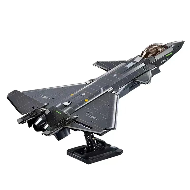 SLUBAN1007PCS Military Modern Plane J-20 Stealth Fighter Building Blocks World War2 Air Force Aircraft Bricks Model Kit Boy Toys