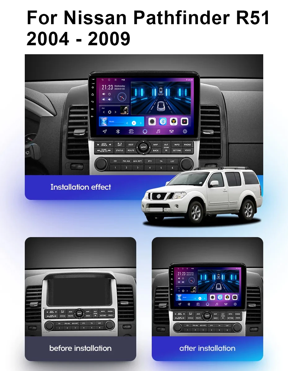 7862 4G Android 14 Carplay For Nissan Pathfinder R51 2004 - 2009 Auto Radio Stereo GPS Navigation Multimedia Player No 2din DVD