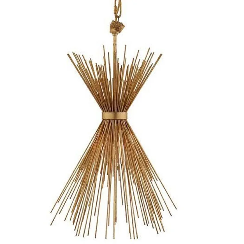 

American fashion retro iron wire chandelier soft decoration custom villa/hotel model room VC iron wire gold and silver