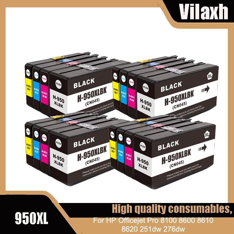 

1-4SET 950XL 951XL 950 951 XL Compatible InkJet Ink Cartridge For HP Officejet Pro 251dw 276dw 8100 8600 8610 8630 Printer