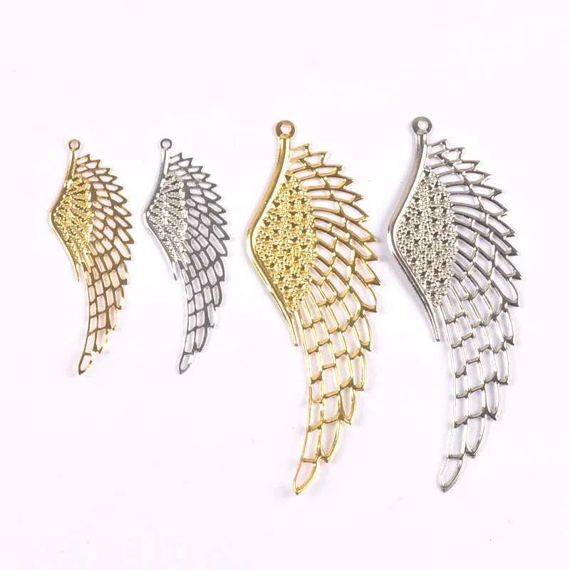 10pcs Gold and silver Filigree Wraps Angel wings Pendant Metal Crafts for Headwear and jewelry accessories YKL0907