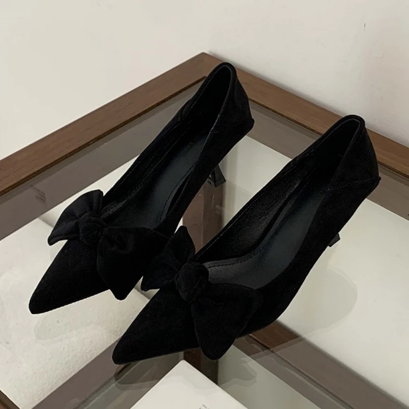 

Eilyken Fashion Butterfly- knot Pointed Toe Woman Pumps Elegant Spring Autumn Thin Low Heels Party Dress Shoes