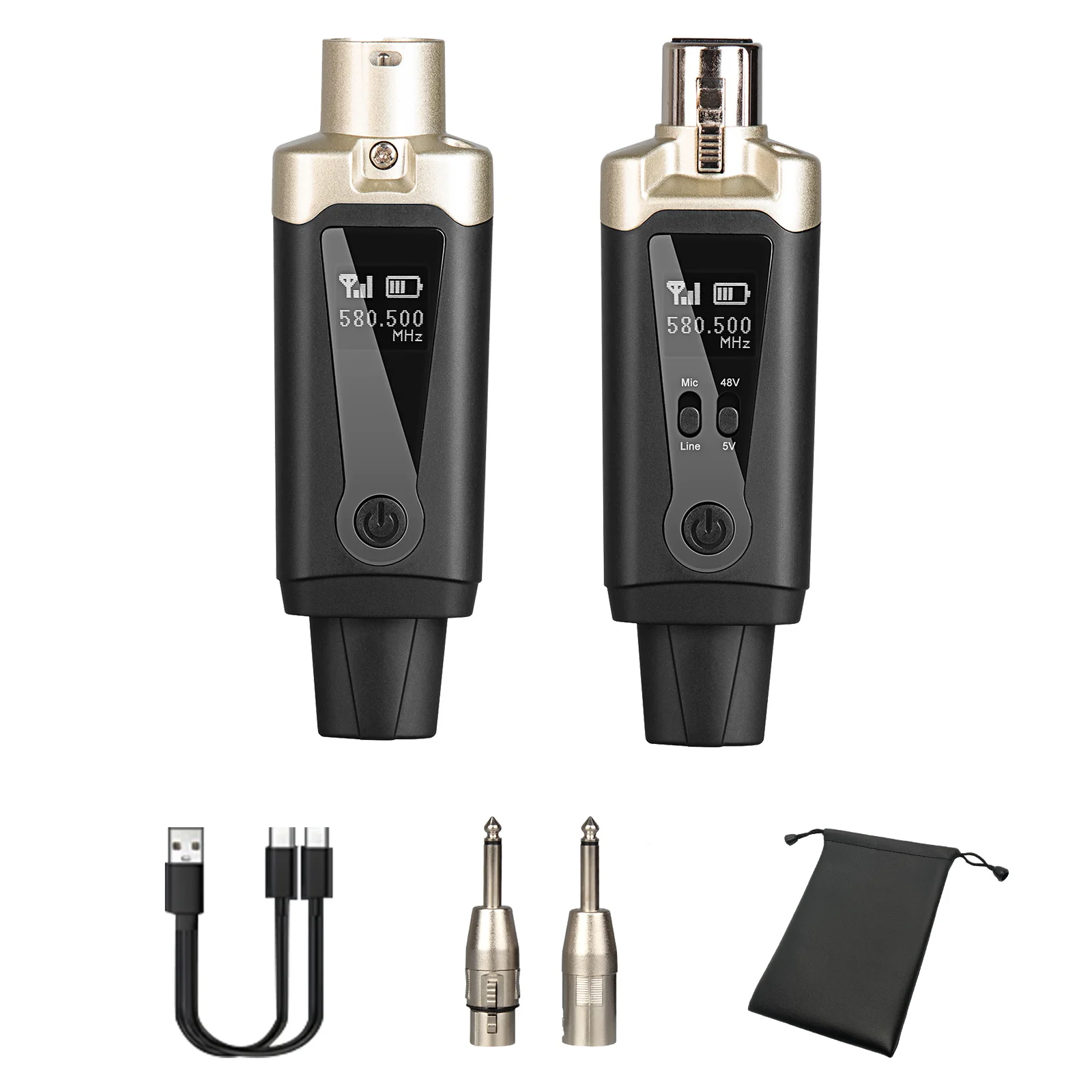 

80M Wireless Transmitter and Receiver Microphone Converter XLR Adapter Wireless Microphone System for Condenser Dynamic Mic