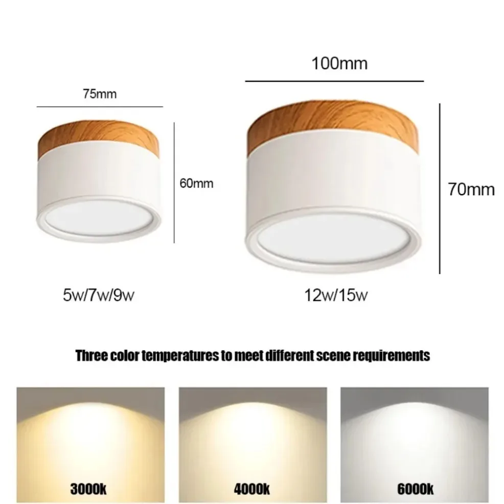 Macaroon LED Downlight  5W 7W 9W12W15W Nordic wood modern Led surface mounted ceiling light spotlight interior decoration light