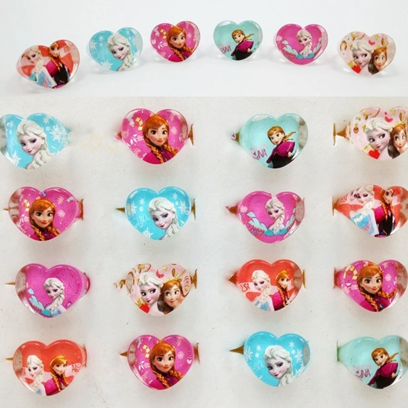 MINISO ديزني فروزن خواتم أطفال الكرتون الأميرة إلسا آنا الاكريليك خواتم الفتيات ألعاب الأطفال مجوهرات ديكور الحفلات اللعب الهدايا