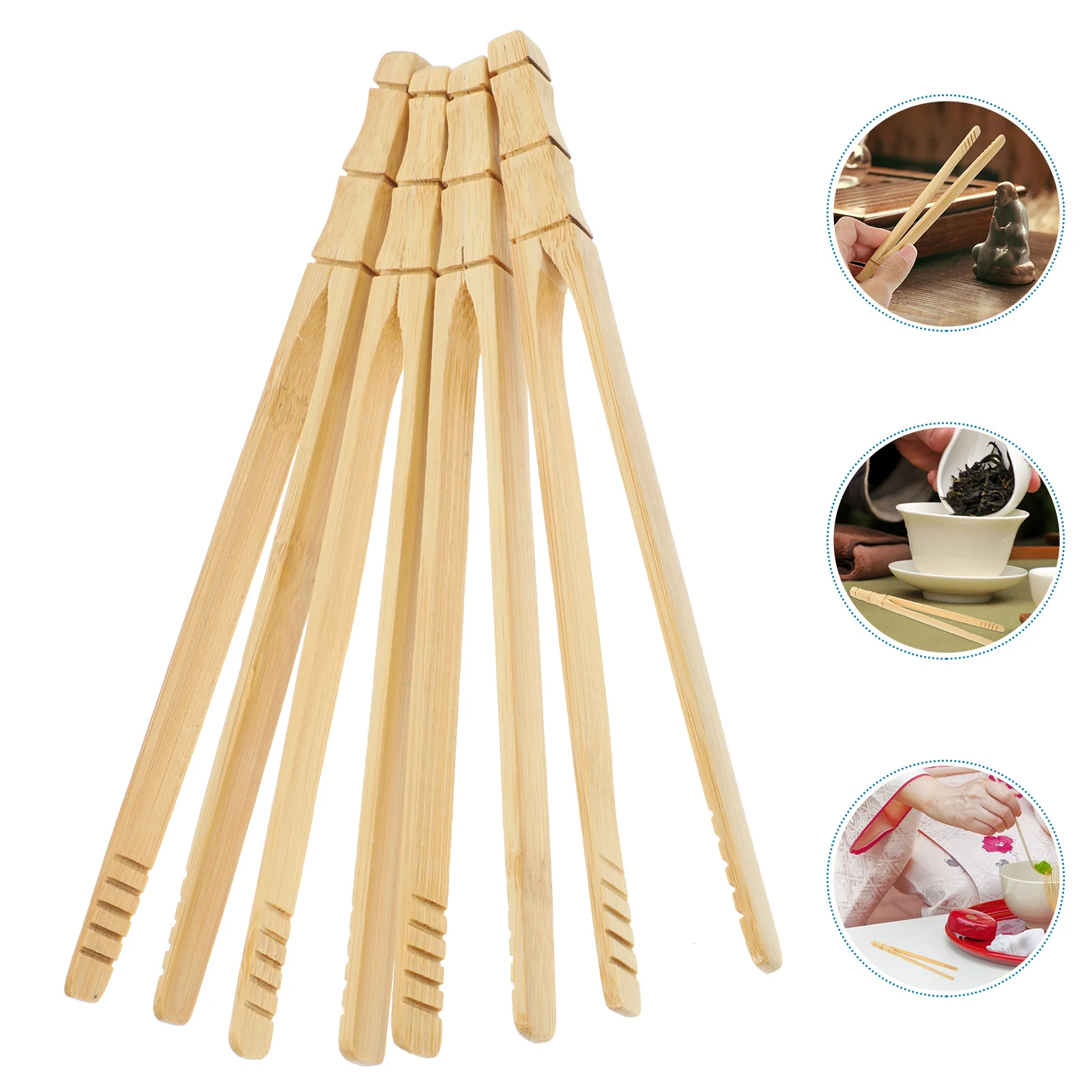 

4pcs Bamboo Clip Anti-Scald Gongfu Tools Handmade Tea Ceremony Accessories Ergonomic Design Vintage Style Tea Making Tool For