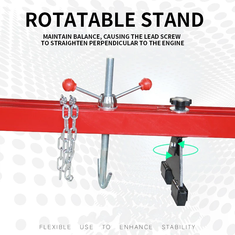 Poprzeczka wspornika silnika 1100 funtów / 500 kg Udźwig regulowana wysokość za pomocą 2 obrotowych podnośników 2 wytrzymałe łańcuchy stalowe