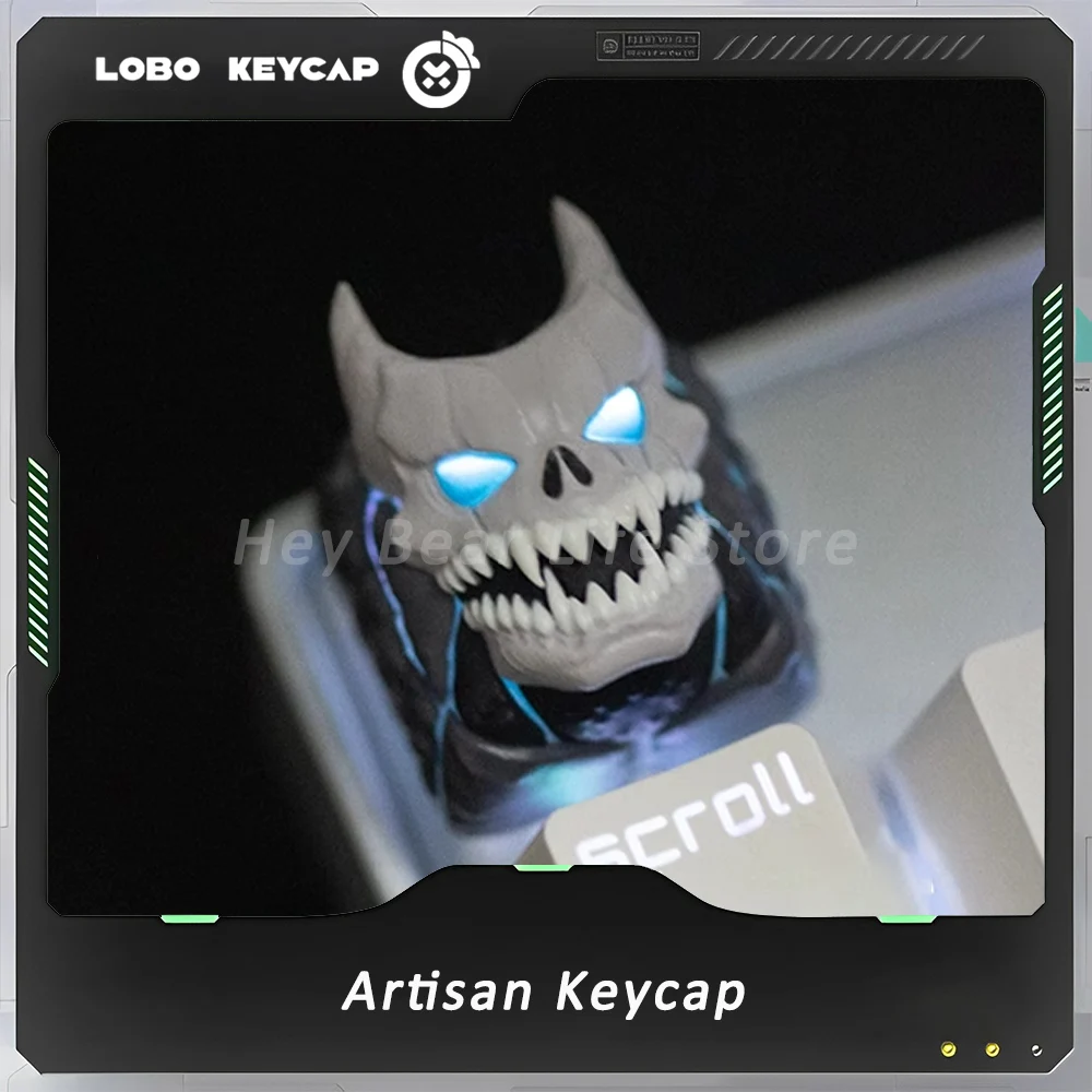 Lobo No.8 Artisan Keycap Custom Ghost Anime 3d Keyboard Key Caps Esc Point Resin KeyCaps Mechanical Keyboard Pc Game Accessories