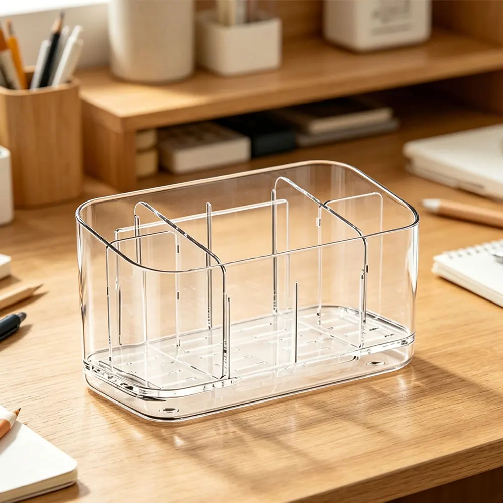 Space Saving Bathroom Organizer Countertop, Detachable Toothbrush Holder With Drain Holes For Home Decor Storage