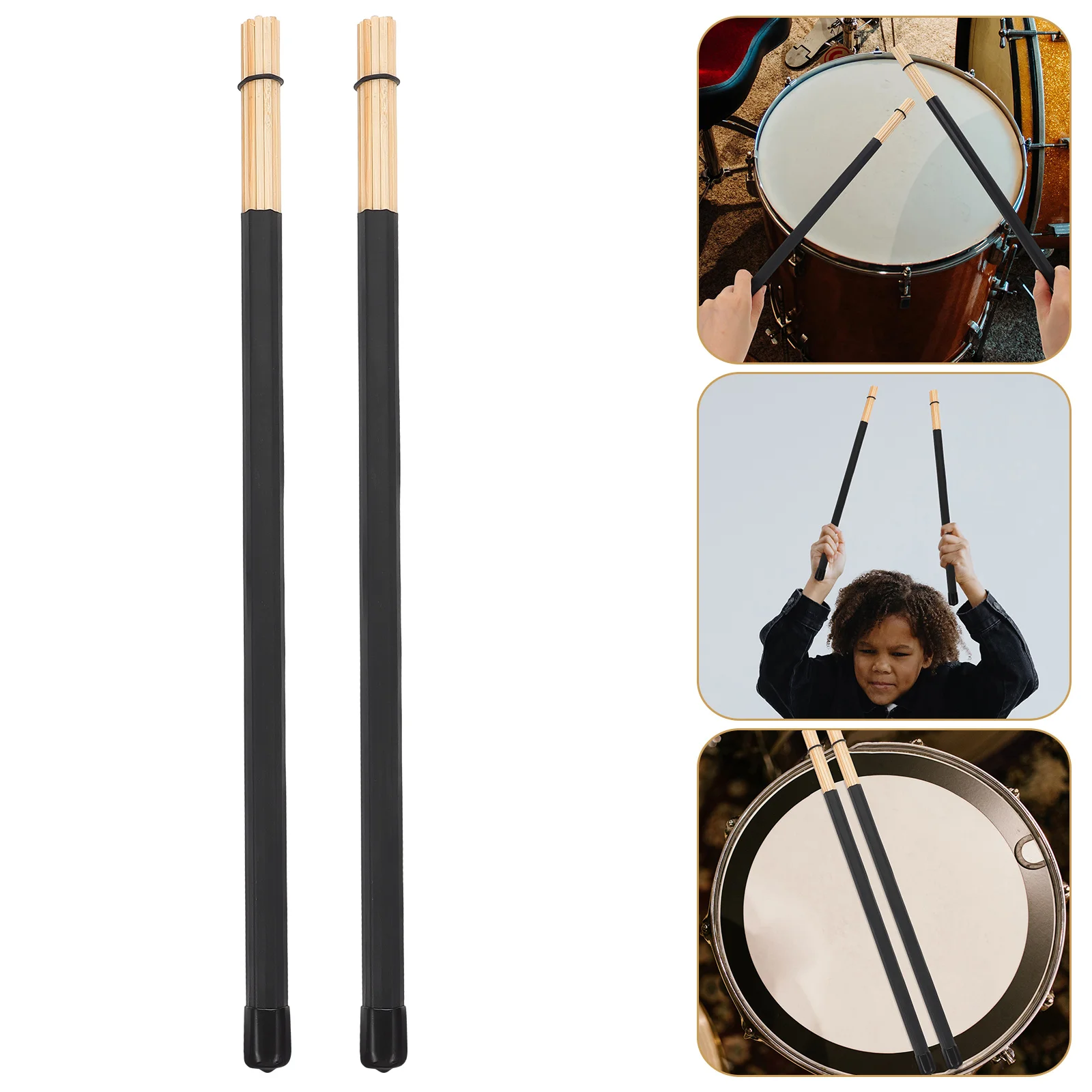 

Drum Stick Drumsticks Percussion Instrument Mallet Batter Black Bamboo Professional