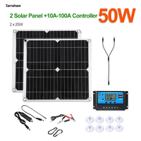 Solar Energy System Power Generation Solar Panel 50W 5V 2 USB/18V DC Outdoor Portable Waterproof Charging Plate Photovoltaic Kit