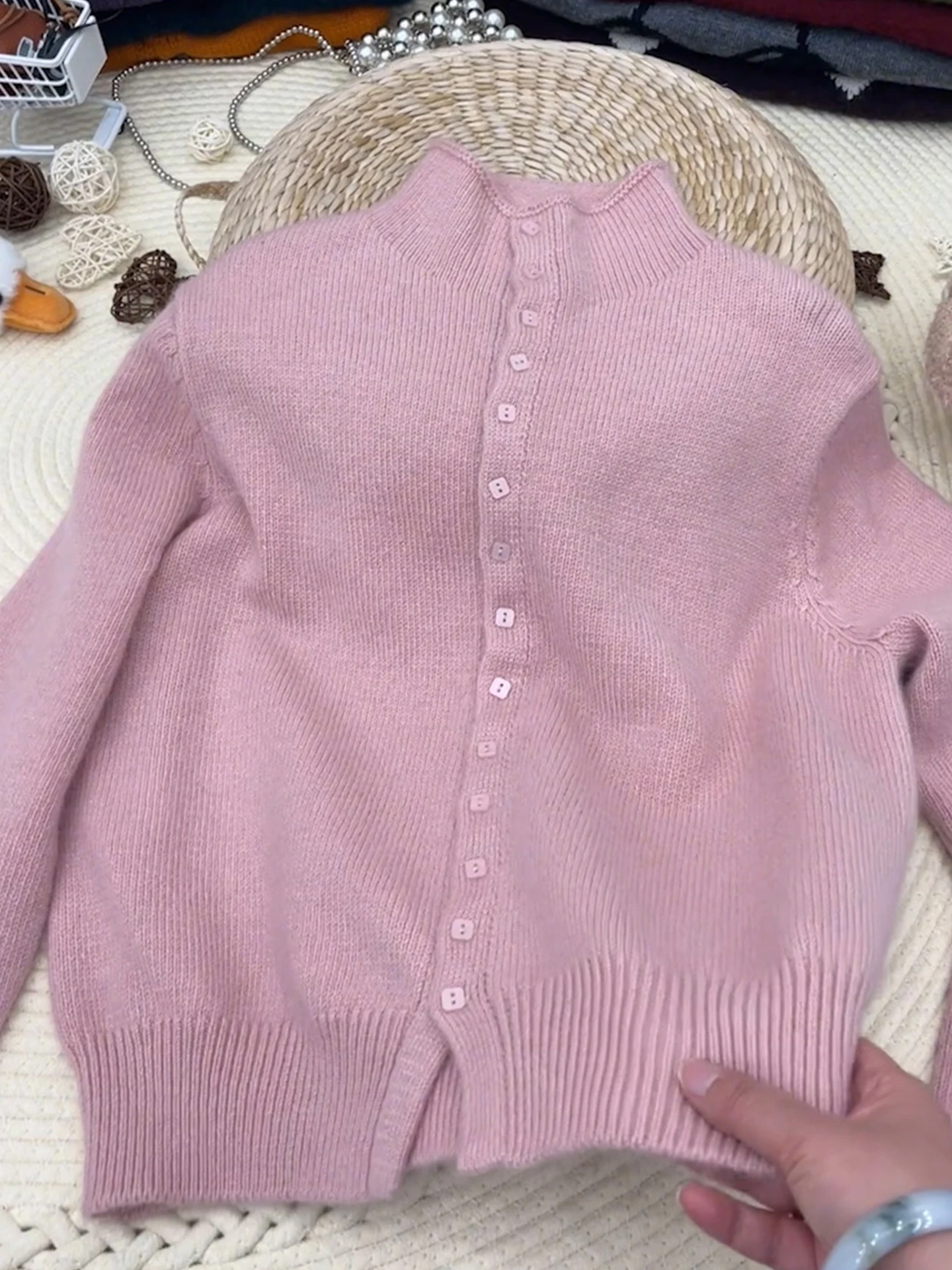 달콤한 안티에이징 니트 스웨터 긴 소매 여성 스타일 캐주얼 루즈핏 단색 가을 겨울 패션 슬림핏 탑