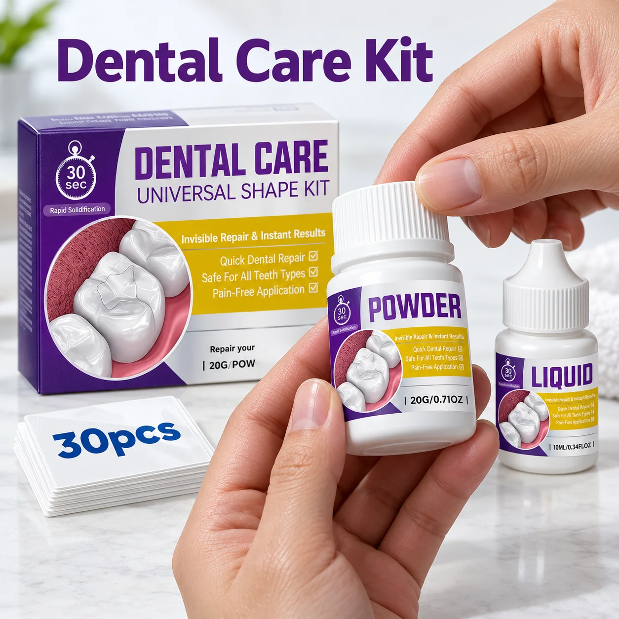Dental Repair Kit With 20g Powder And 10ml Liquid Including Mixing Tools Plus Sheets In A Box For Dental Material Preparation