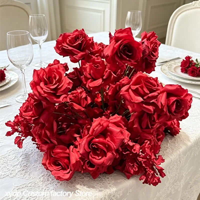 5D Maßgefertigte Künstliche Rosen-Hortensien Hochzeitsdekoration Bodenblumenreihe Hintergrunddekoration Wegführung Blumenball Party Bühnenrequisiten – Detail 1