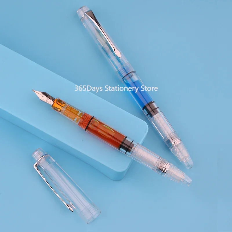 

MAJOHN S8 Transparent Resin Fountain Pen Iridium Nib Beautiful Piston Calligraphy Writing Ink Pens Student Writing Stationery