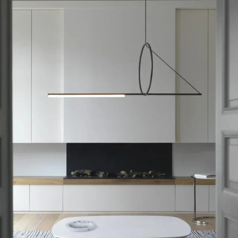 geometric Nordic post-modern minimalist restaurant bar chandelier creative personality dining room long minimalist chandelier