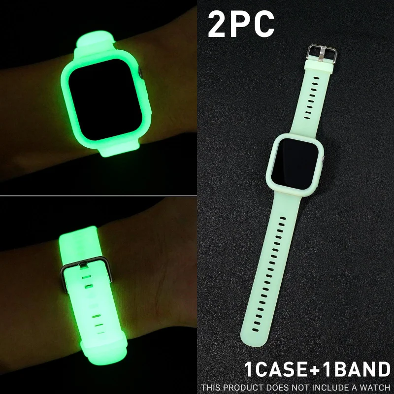 2pc for Huawei Fit3/Fit4/Fit4 Pro Glow-in-the-Dark Strap + Case Luminous Night Visibility Accessory