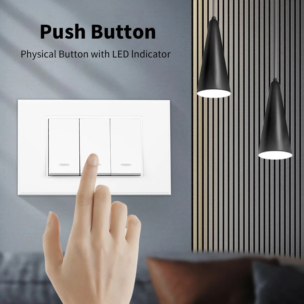 Tuya Smart Zigbee Light Switch No Neutral &With Neutral Wire Push Button Interruptor Physical Wall Switch for Alexa Google Home