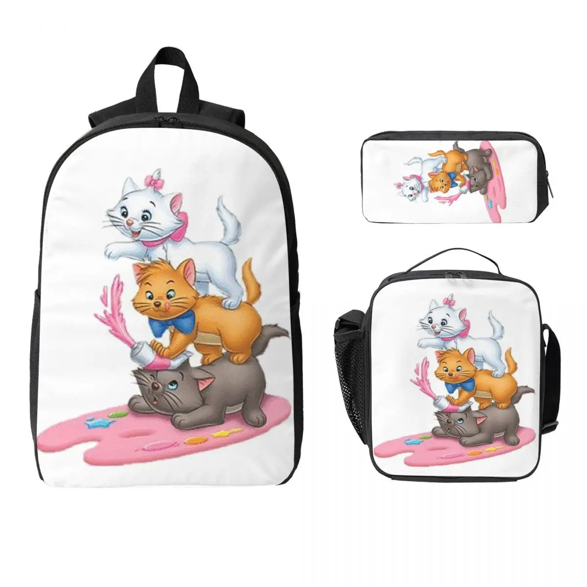 

Aristocats Cats Marie Berlioz Toulouse Backpack BookBag School Bag Laptop Shoulder Bags 3ps Insulated Lunch Bag Pencil Case