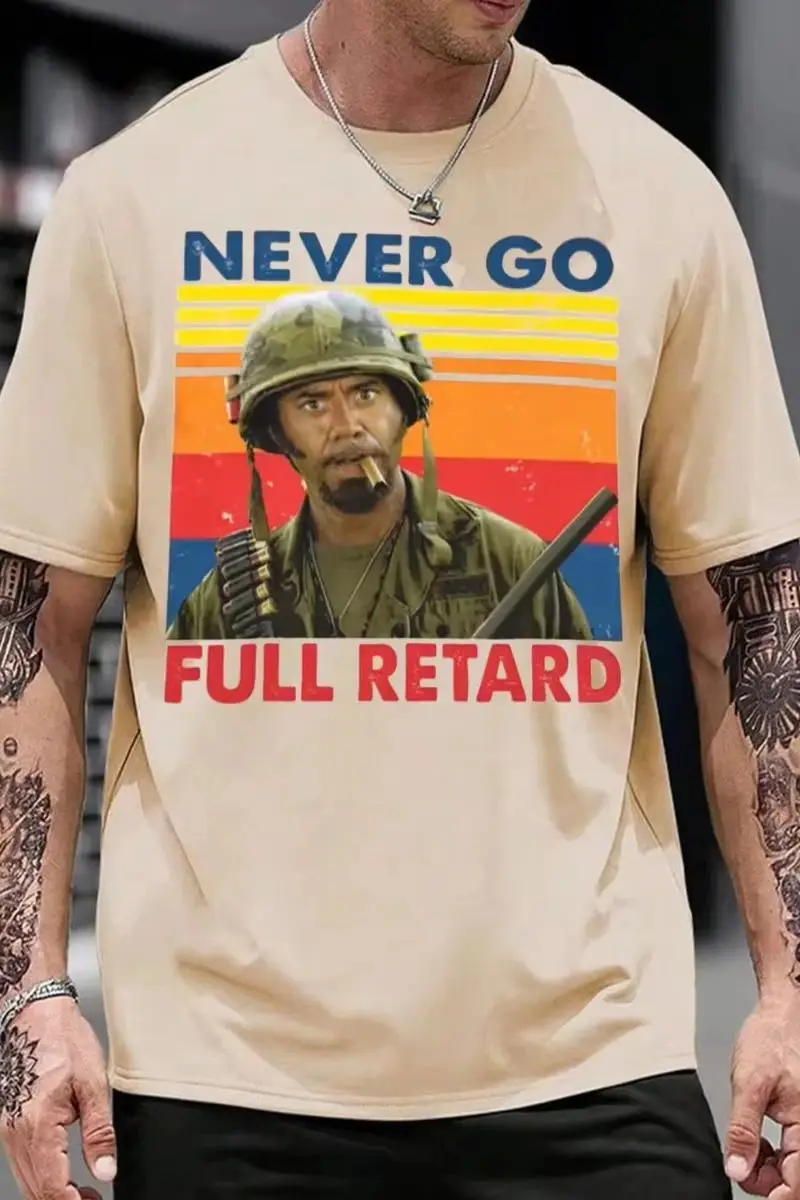 Never Stopping Idiot T-shirt NEVER GO FULL RETARD Printed Men's and Women's Matching T-shirt 2026 Summer Fashion Y2k Tops
