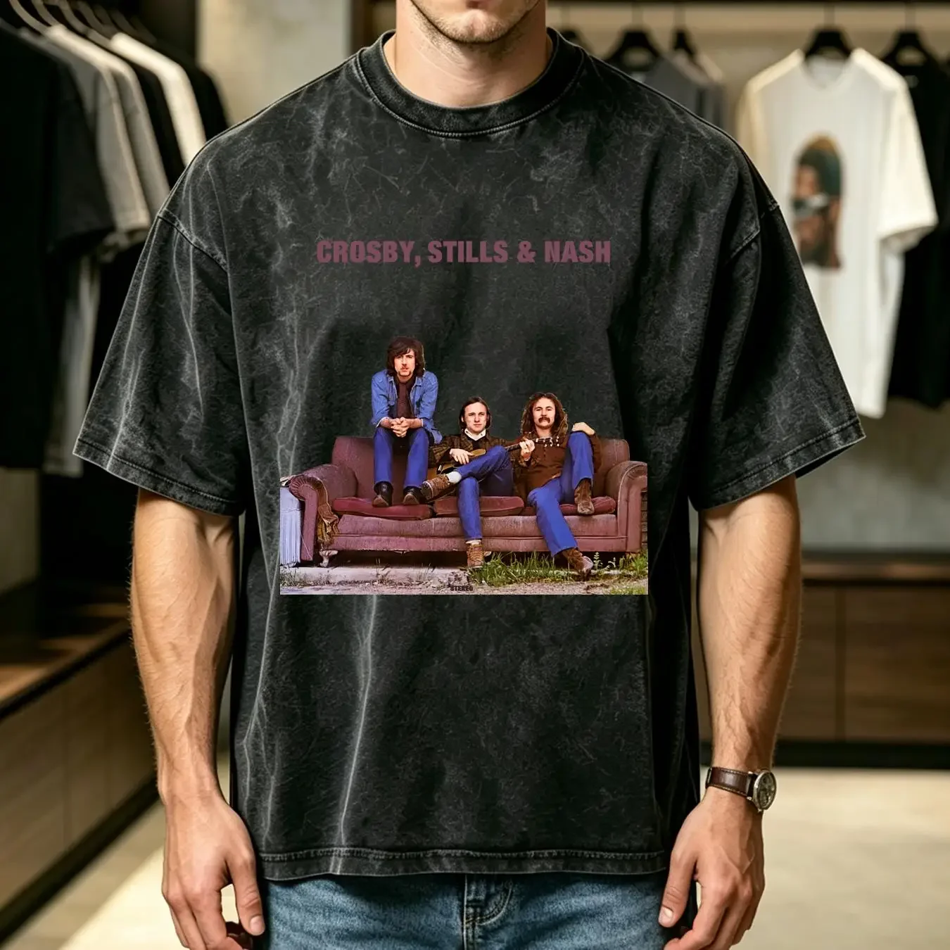 washed T Shirt CROSBY STILLS AMP NASH SIZE S 5XL vintage Washed designer clothes Top For Everyday Wear Soft Comfortable Unisex