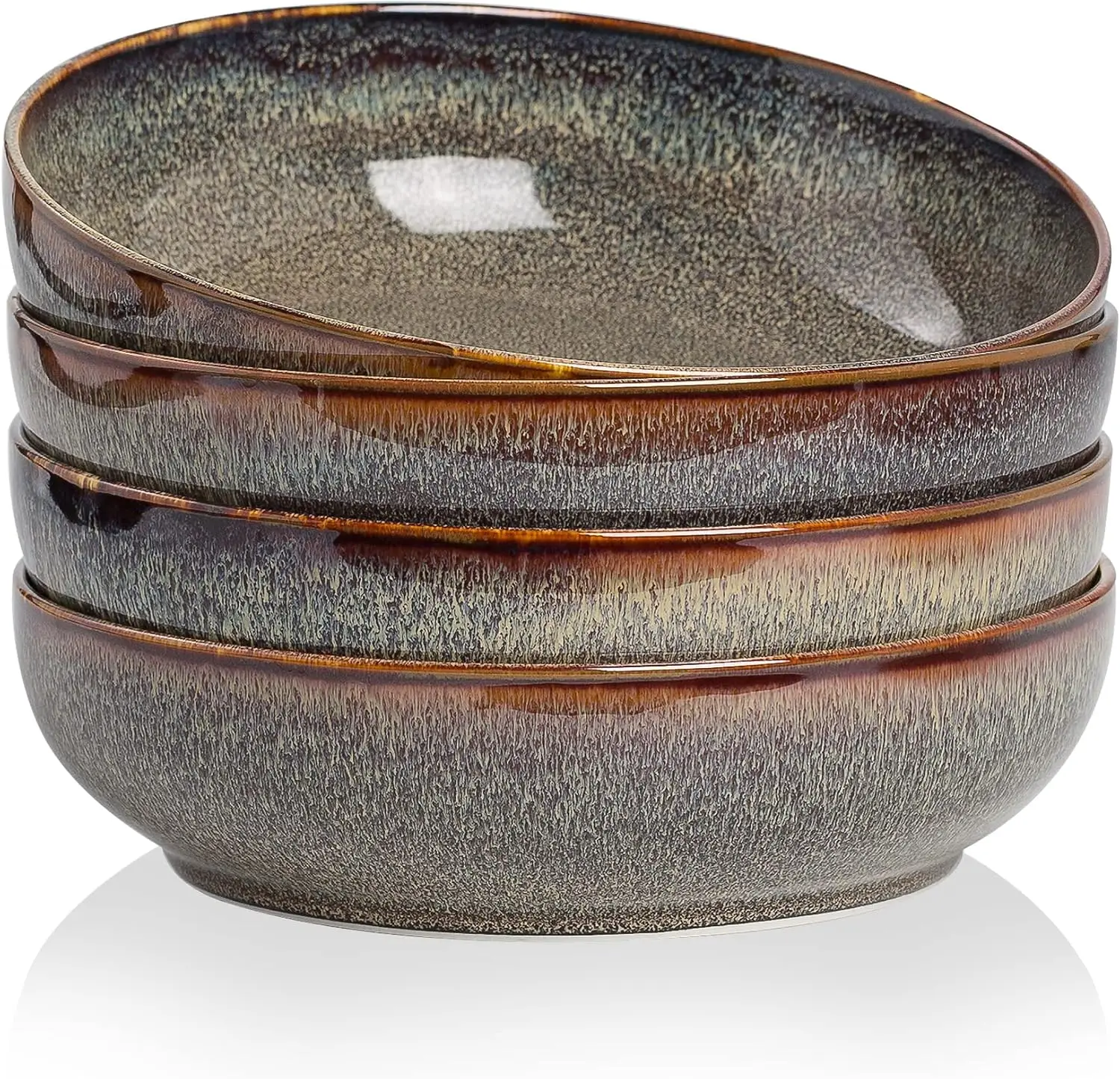 

Набор из 4 керамических мисок на 30 унций, сервировочные миски 8 дюймов для кухни, макарон, салатов — можно мыть в посудомоечной машине и микроволновой печи, карамельно-коричневый