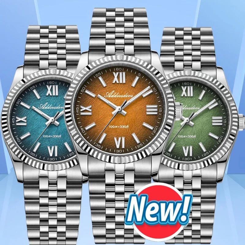 

ADDIESDIVE 2025 NEW Men Watch Jubilee Strap 10Bar 316L Stainless Steel Sapphire Grass BGW9 Super Luminous VH31 Quartz Watch