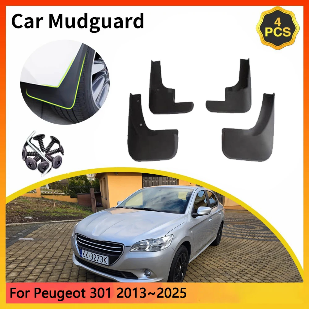 

For Peugeot 301 2013~2025 2014 2015 2016 facelift pre-facelift Car Mudguards Mudflap Mudguard Splash Guards Mud Flaps Fender