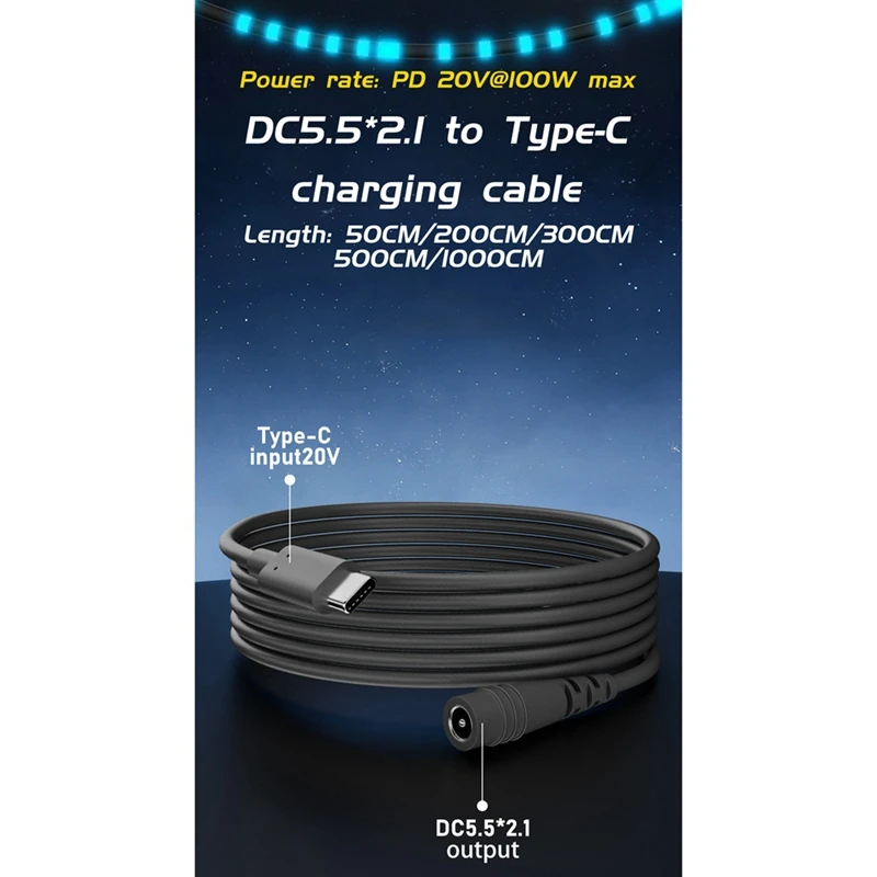 ل Starlink Mini USB C إلى DC أنثى كابل الزائد حماية ماس كهربائى نوع C إلى تيار مستمر استبدال كابل 10 متر