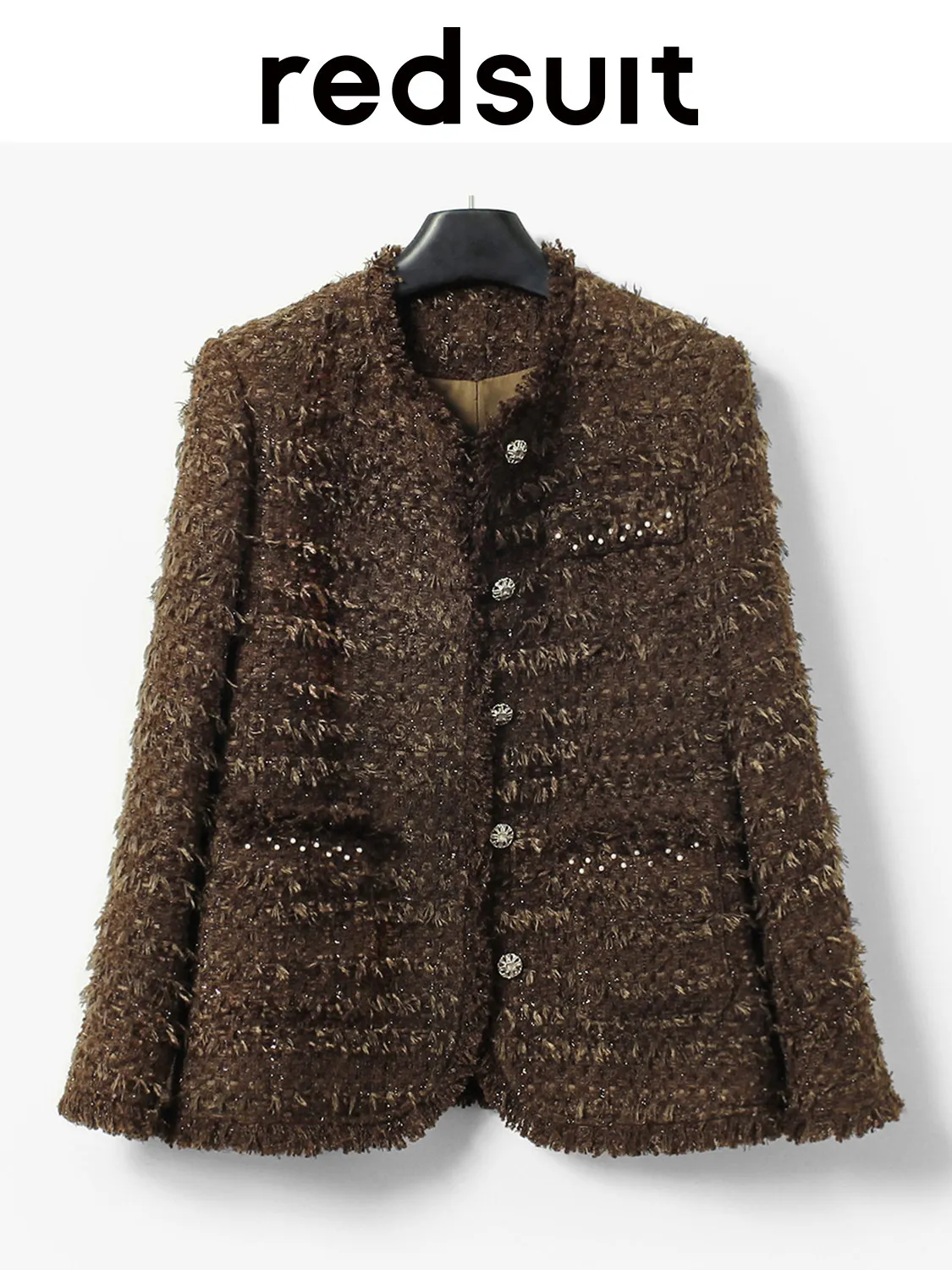 New High quality woolen collar tweed jacket with multiple pockets Custom Size