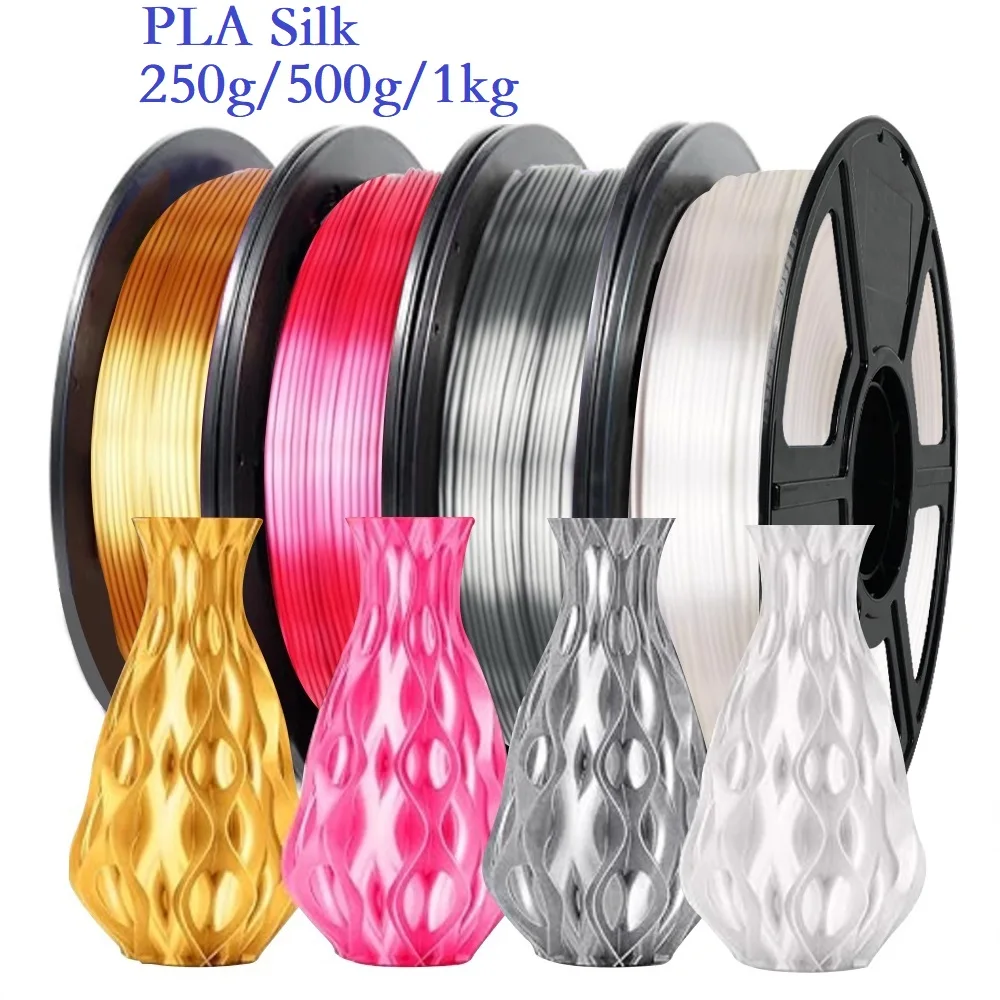 

Нить для 3D-принтера, шелковая PLA 1,75 мм, 1 кг/500 г/250 г, материал для 3D-печати, блестящая нить, гладкая PLA, золото, серебро, белый, высокая скорость