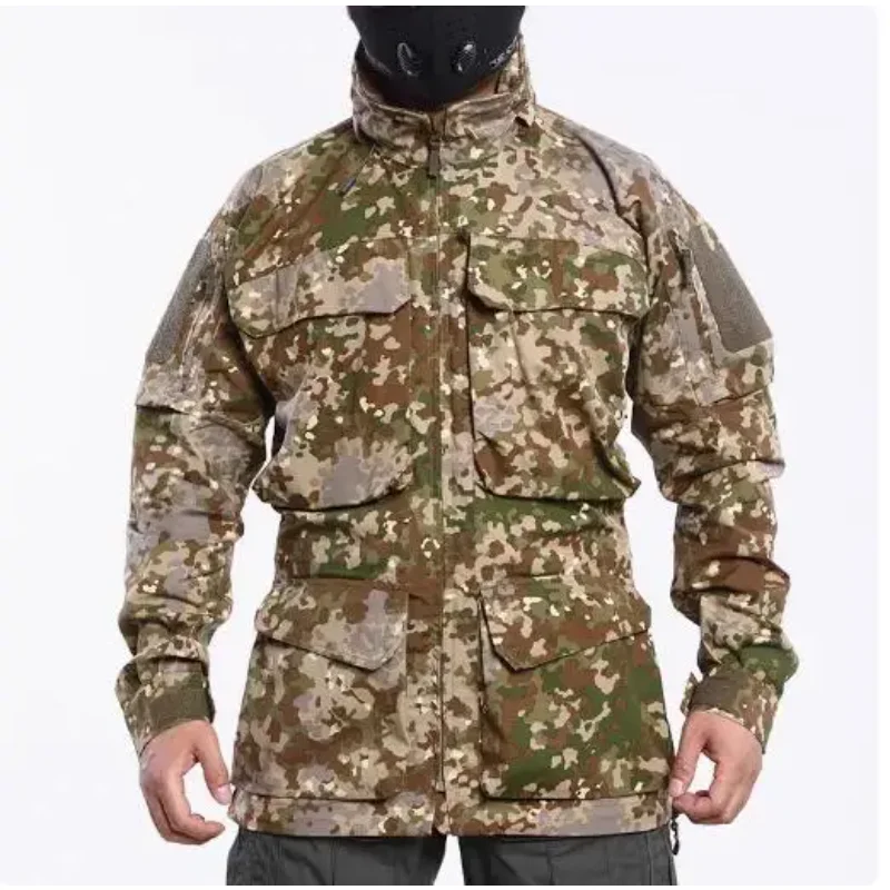 German Camouflage Flecktarn All Terrain Jacket Winter Men Coat Long Style