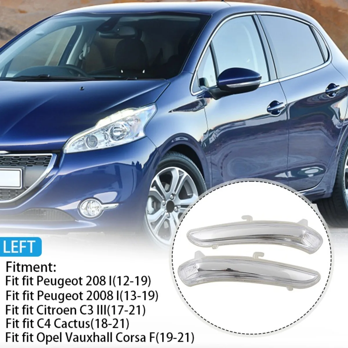 LED Side Rearview Mirror Indicator Running Indicator Turn Signal Lights 1607512580 1607512680 For Peugeot 2008 208 2012-2019