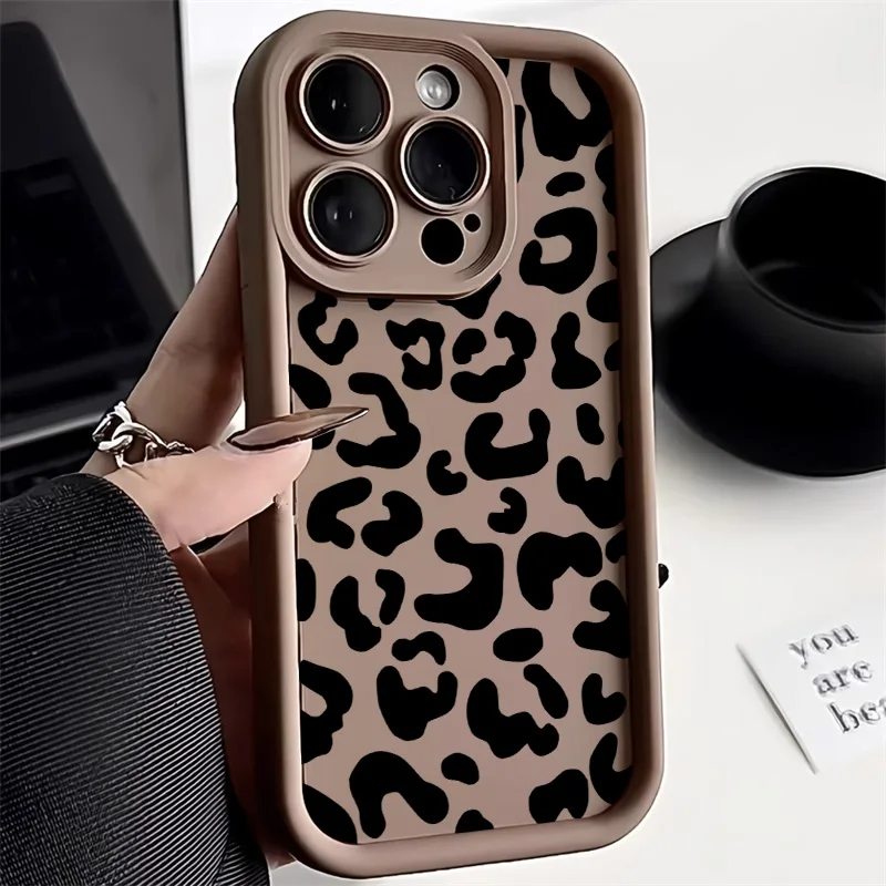 Leopard Print Strawberry Stylish Case For iPhone 15 Pro Case iPhone 17 13 11 16 14 12 Pro Max 7 8 Plus SE Shockproof Soft Bumper