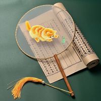 New Vintage Silk Fan Hand Held Ancient Tassel Dance Chinese Fan Cheongsam Tang Suit Single Sided Embroidery Circular Fan