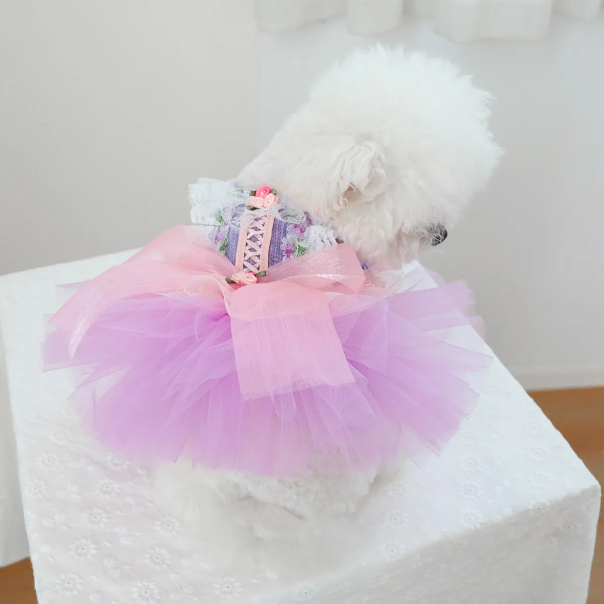 1PC Pet Clothing Dog Cat Spring and Autumn Purple Wedding Dress Princess Dress Suitable for Small and Medium sized Dogs