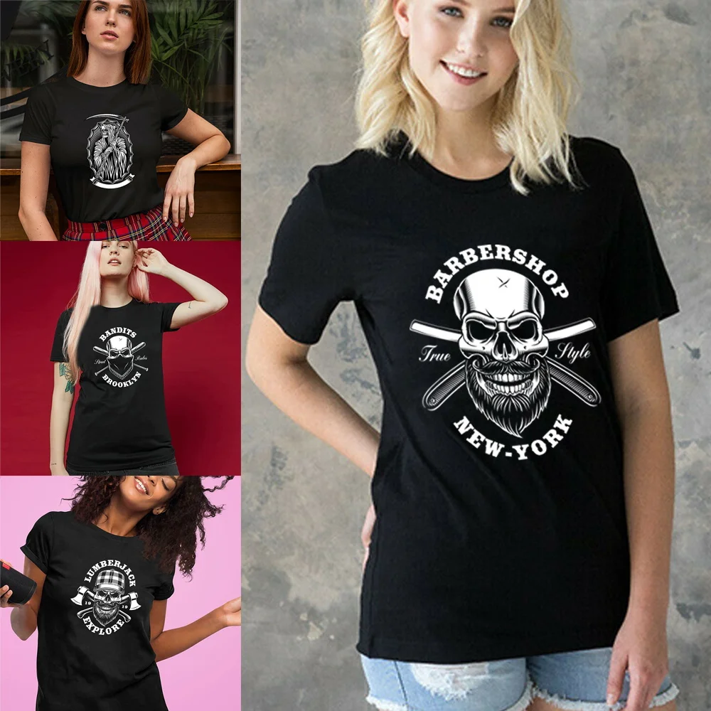 

2024 Summer Fashion Horror Skeleton T Shirt Harajuku Women Casual Sports T-shirt O-neck Casual Short Sleeve Tops Female Clothing