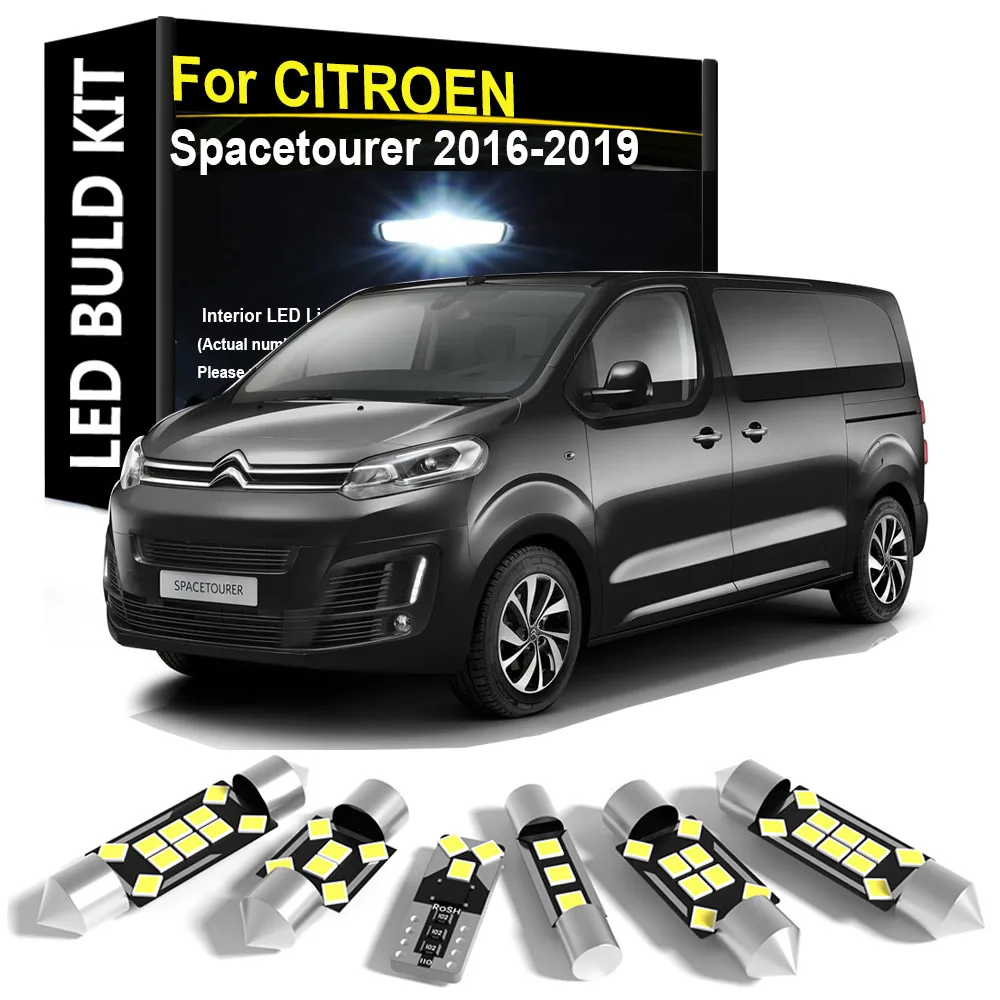 

Внутренний светильник автомобиля, светодиодный, 12 шт. для CITROEN Spacetourer 2016 2017 2018 2019, купольная карта, багажник, коробка для гольфа, аксессуары для освещения Canbus