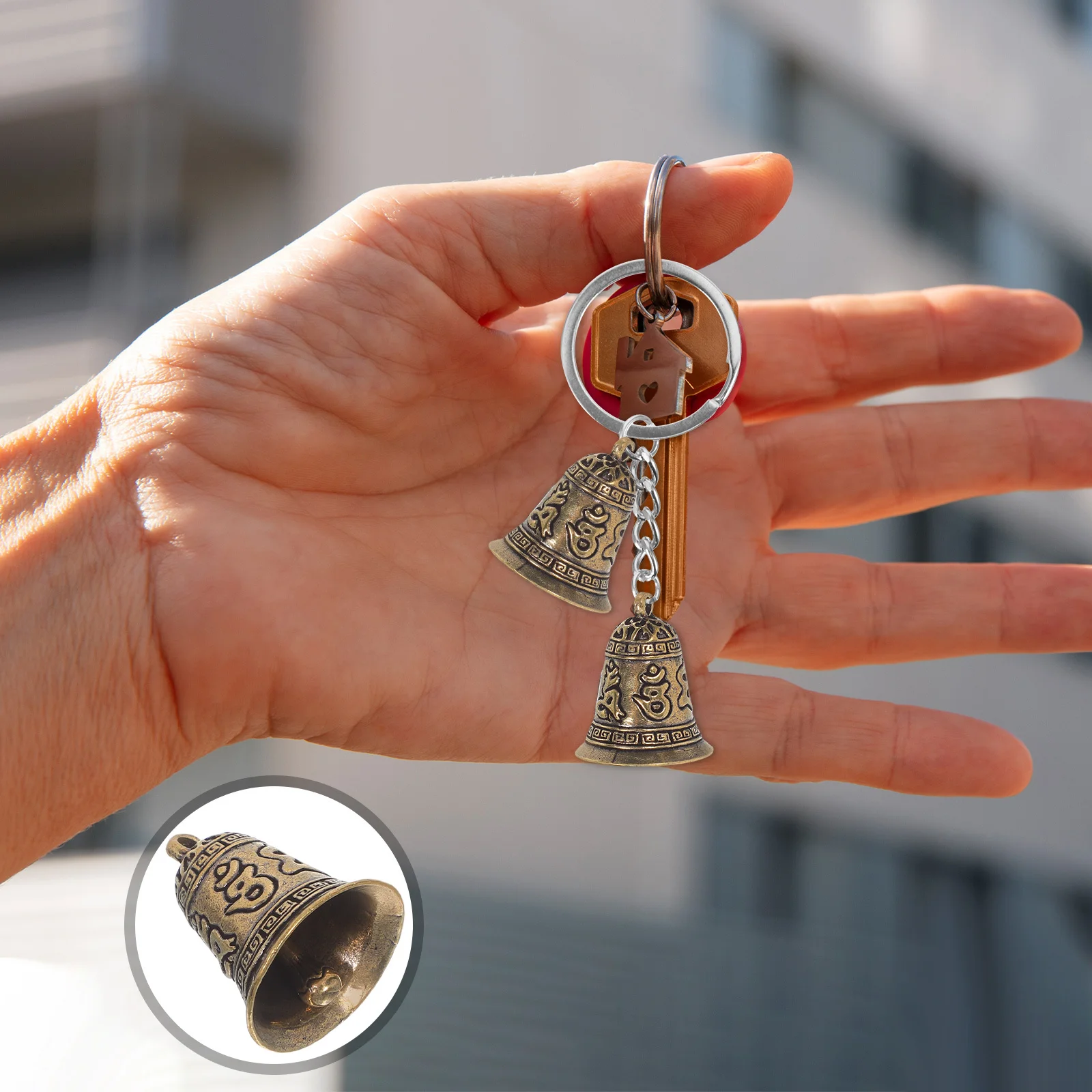 

3Pcs Brass Craft Lection Bell Pendant Vintage DIY Decor Hanging Keychain Ornament Brass Lection Bell Decor DIY Pendant