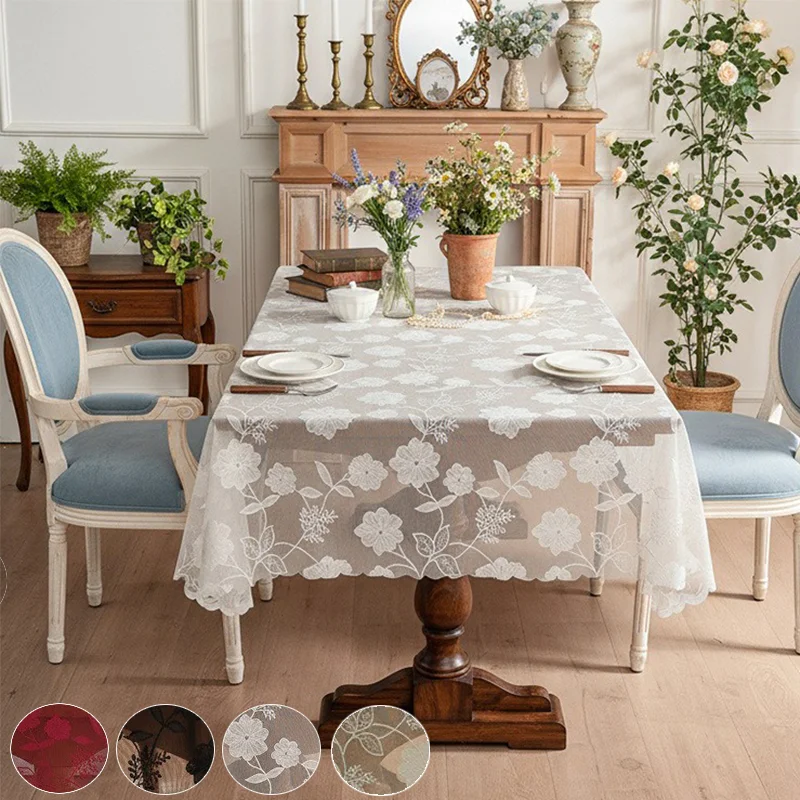 

French Lace Tablecloth Romantic Coffee Table Decoration Wedding Banquet Home Decoration Tablecloth Dustproof and Breathable 식탁보