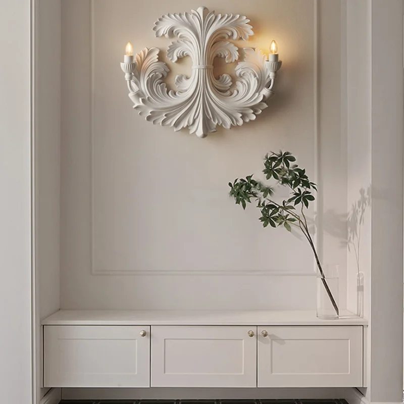 

French wall lamp retro relief plaster lighting living room bedroom entrance premium lighting