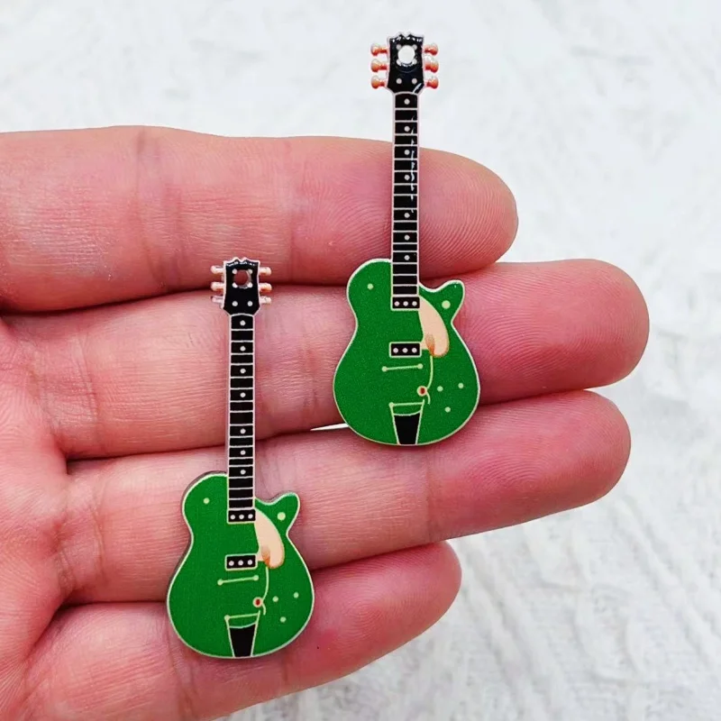10Pcs Lovely Acrylic Musical Instrument Guitar Charms Violin Pendant for DIY Bracelet Necklace Handmade Jewelry Making Accessory