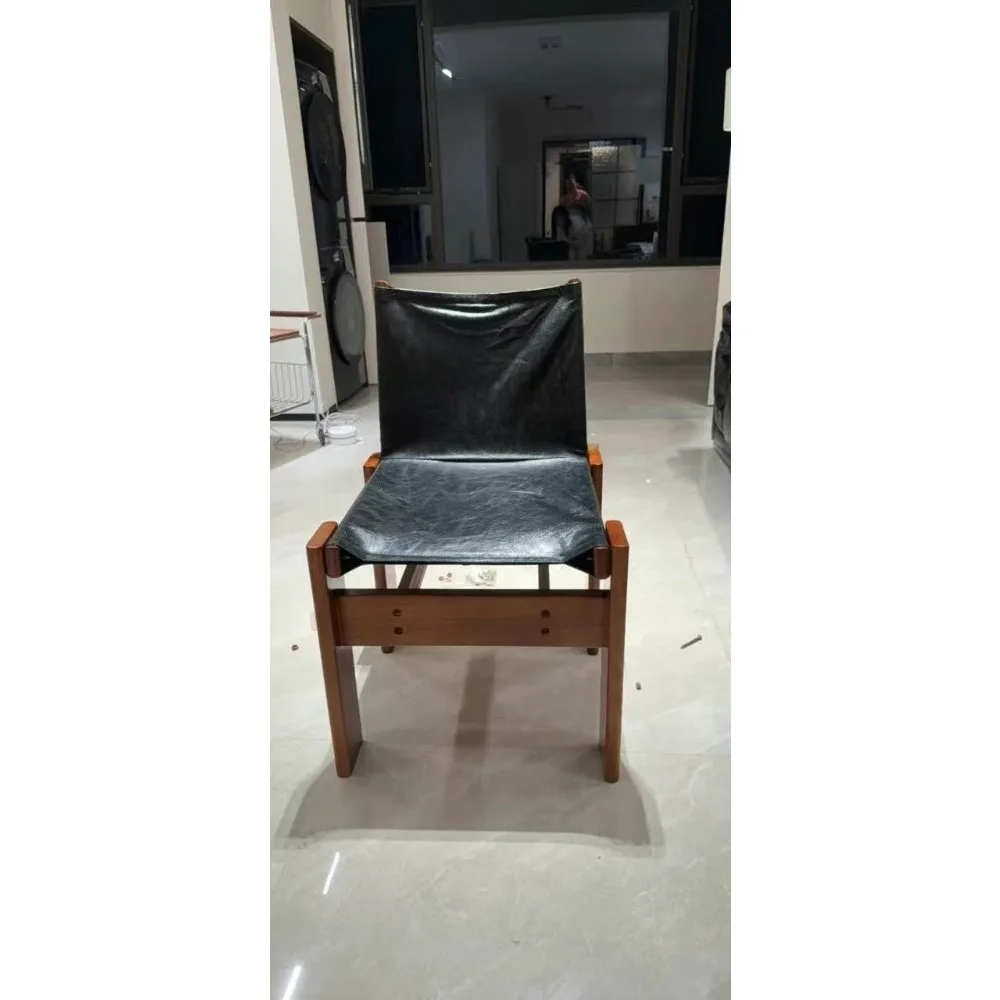 اليابانية الرجعية الطعام كرسي البراز الخشب الصلب العتيقة نمط الجلود مقهى الفاخرة ضوء مصمم الذراع كرسي الطعام أثاث المطبخ #5