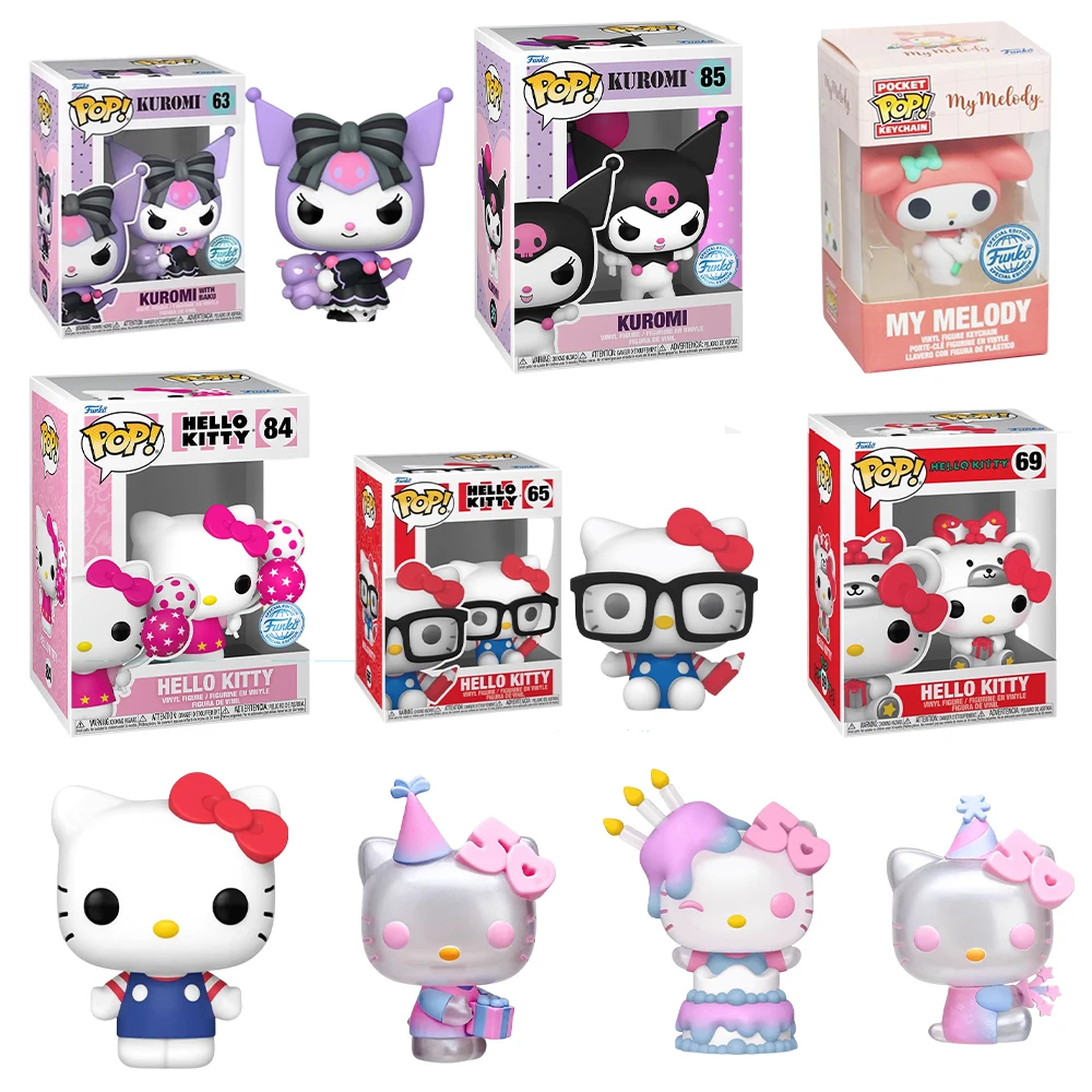 Funko Pop Hello Kitty Sanrio Action Figures Cartoon Kawaii Kuromi My Melody Mimi Q-version Models Dolls Decorative Festival Gift