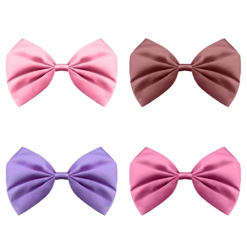 4X7B Regulable Pet Collar With Elegant Large Silk Bows Tie Butterfly Pattern Bowties for Parties or Photos