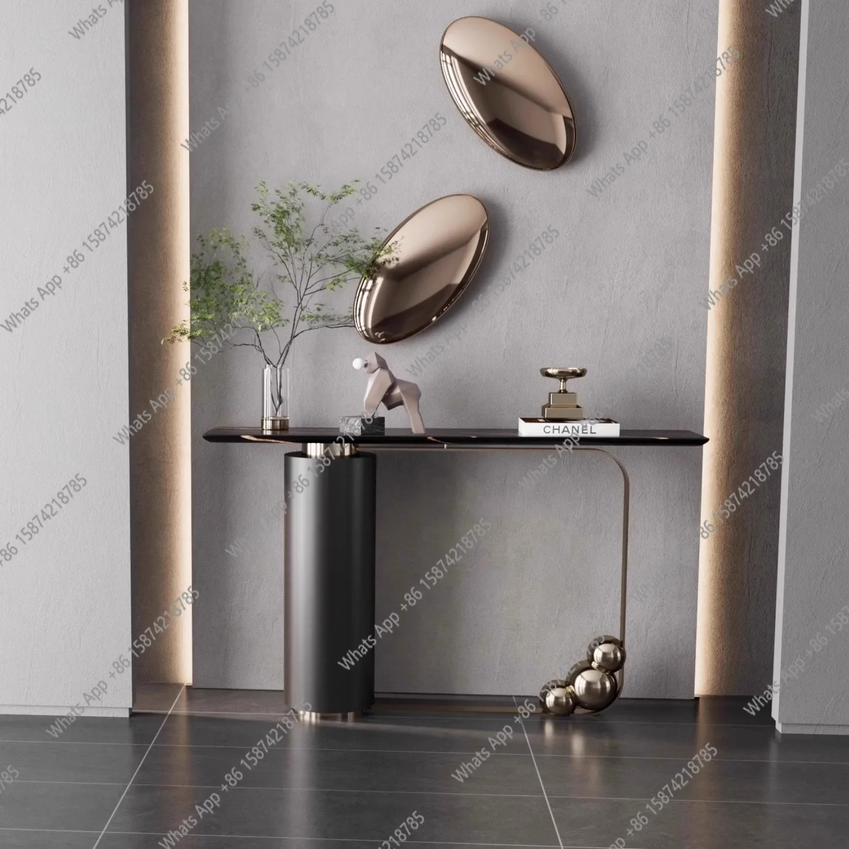 

J Итальянский минималистичный входной стол из каменной плиты, современный простой входной шкаф, коридор у стены, вход из нержавеющей стали